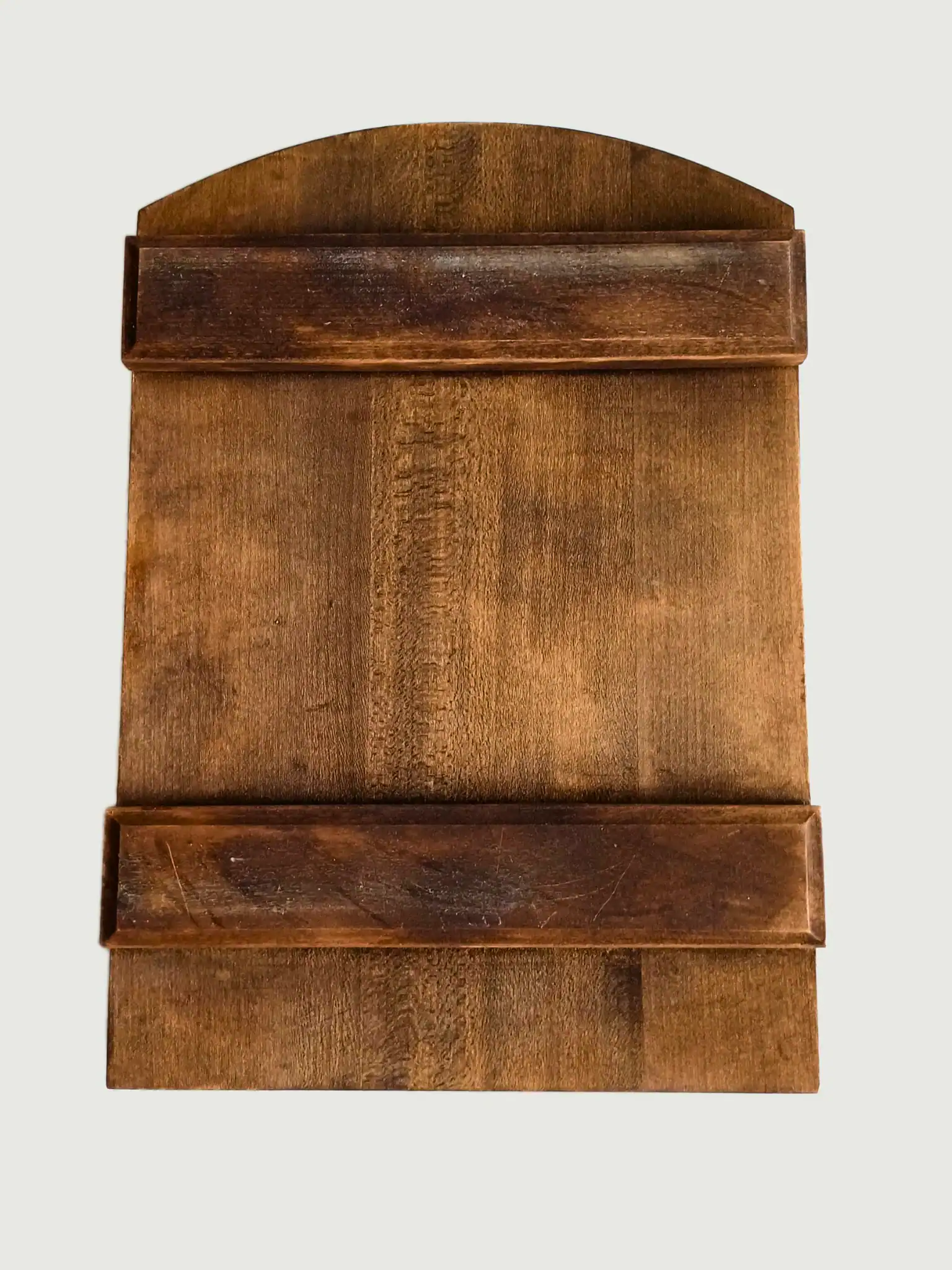 Virgin of Vladimir Russian Byzantine Icon on wooden board – handcrafted Orthodox religious icon back with oak-stained finish and wooden grooves.
